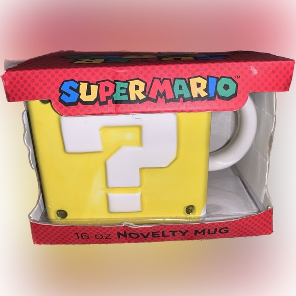 2016 Super Mario Square Yellow Coin Box Coffee Mug 16 oz Novelty Cup Nintendo - Picture 1 of 5